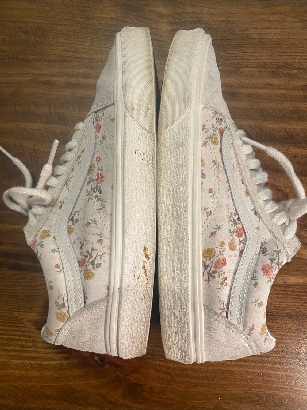 Vans - Classic Low-Top Floral Canvas, Light Grey Suede Sneakers - Womens size 8 - Picture 15 of 16